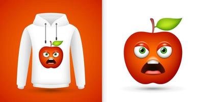 appel op witte sweatshirt hoodie. vector