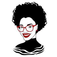 zwarte meid in modieuze glazen. chique zwarte dame. mooie Afro-Amerikaanse vrouw. vector illustratie