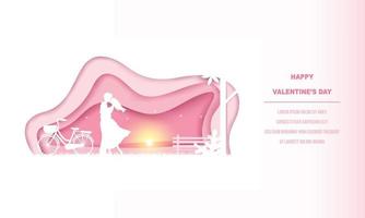 vectorillustratie van valentijnsdag man en vrouw, papier gesneden stijl vector