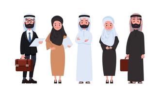arabische karakters zakenlieden en zakenvrouwen. vector
