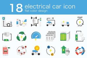 set elektrische ev-auto's in minimaal egaal kleurontwerp vector
