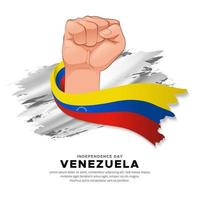 Venezuela onafhankelijkheidsdag ontwerp met hand met vlag. golvende vlag van venezuela vector