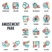 pretpark set pictogram symbool sjabloon voor grafische en webdesign collectie logo vectorillustratie vector