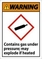 waarschuwing bevat gas onder druk ghs teken op witte achtergrond vector