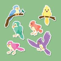 schattige vogelstickers vector