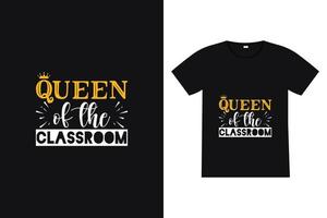 koningin van het klaslokaal t-shirtontwerp. terug naar school belettering offerte vector voor posters, t-shirts, kaarten, uitnodigingen, stickers, banners, advertenties en ander gebruik.