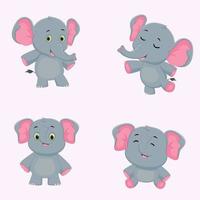 schattige olifant cartoon collectie set