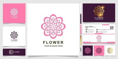 bloem, boetiek of ornament logo sjabloon met visitekaartje ontwerp. kan worden gebruikt voor spa-, salon-, schoonheids- of boetieklogo-ontwerp. vector