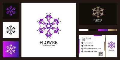 bloem of ornament luxe logo sjabloonontwerp met visitekaartje. vector