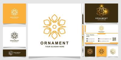 minimalistische elegante ornament logo sjabloon met visitekaartje ontwerp vector