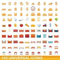 100 universele iconen set, cartoon stijl vector