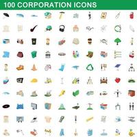 100 bedrijf iconen set, cartoon stijl vector