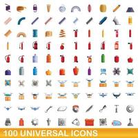 100 universele iconen set, cartoon stijl vector