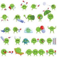 antibioticaresistentie iconen set, cartoon stijl vector