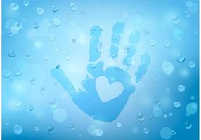 Gratis Vector Kinder Handdruk Op Glas En Regendruppels