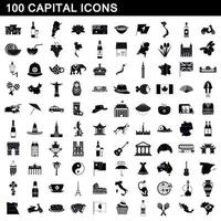 100 kapitaal iconen set, eenvoudige stijl vector