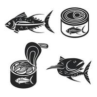 tonijn iconen set, eenvoudige stijl vector