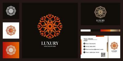 bloemen of ornament luxe logo sjabloonontwerp met visitekaartje. vector