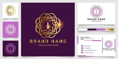 letter i luxe gouden logo sjabloon met visitekaartje ontwerp. vector