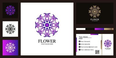 bloem of ornament luxe logo sjabloonontwerp met visitekaartje. vector