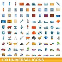 100 universele iconen set, cartoon stijl vector