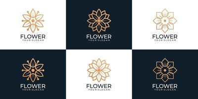 set van luxe schoonheid gouden bloem logo spa decoratie natuur concept vector