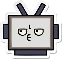 sticker van een schattig cartoon robothoofd vector