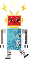 retro illustratie stijl cartoon robot storing vector