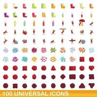 100 universele iconen set, cartoon stijl vector