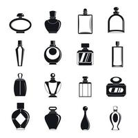 parfumflesjes iconen set, eenvoudige stijl vector