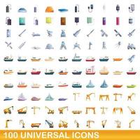 100 universele iconen set, cartoon stijl vector