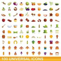 100 universele iconen set, cartoon stijl vector