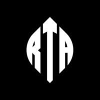 rta cirkel letter logo-ontwerp met cirkel en ellipsvorm. rta ellipsletters met typografische stijl. de drie initialen vormen een cirkellogo. rta cirkel embleem abstracte monogram brief mark vector. vector