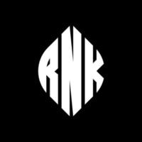 rnk cirkel letter logo ontwerp met cirkel en ellipsvorm. rnk ellipsletters met typografische stijl. de drie initialen vormen een cirkellogo. rnk cirkel embleem abstracte monogram brief mark vector. vector