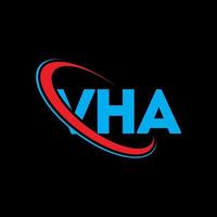 vha-logo. vha brief. vha brief logo ontwerp. initialen vha logo gekoppeld aan cirkel en hoofdletter monogram logo. vha typografie voor technologie, zaken en onroerend goed merk. vector