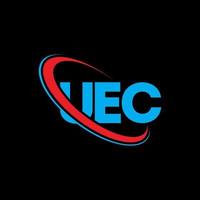 uec-logo. uec brief. uec brief logo ontwerp. initialen uec logo gekoppeld aan cirkel en hoofdletter monogram logo. uec typografie voor technologie, zaken en onroerend goed merk. vector