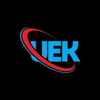 uek-logo. uuk brief. uek brief logo ontwerp. initialen uek logo gekoppeld aan cirkel en hoofdletter monogram logo. uek typografie voor technologie, business en onroerend goed merk. vector