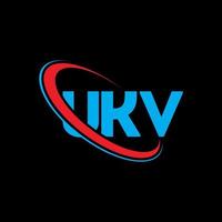 ukv-logo. VK brief. ukv brief logo ontwerp. initialen ukv-logo gekoppeld aan cirkel en monogram-logo in hoofdletters. ukv typografie voor technologie, zaken en onroerend goed merk. vector