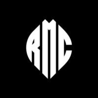 rmc cirkel letter logo ontwerp met cirkel en ellipsvorm. rmc ellipsletters met typografische stijl. de drie initialen vormen een cirkellogo. rmc cirkel embleem abstracte monogram brief mark vector. vector