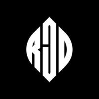 rjd cirkel letter logo ontwerp met cirkel en ellipsvorm. rjd ellipsletters met typografische stijl. de drie initialen vormen een cirkellogo. rjd cirkel embleem abstracte monogram brief mark vector. vector