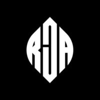 rja cirkel letter logo ontwerp met cirkel en ellipsvorm. rja ellipsletters met typografische stijl. de drie initialen vormen een cirkellogo. rja cirkel embleem abstracte monogram brief mark vector. vector