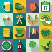 st patrick dag plat pictogrammen vector