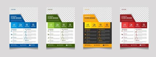 zakelijke flyer sjabloon vector ontwerpset met rode, gele, blauwe en groene kleur. marketing, promotie, zakelijk voorstel, adverteren, publicatie, voorblad.