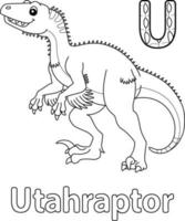 utahraptor alfabet dinosaurus abc kleurplaat u vector