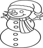 geïsoleerde kerst sneeuwpop kleurplaat voor kinderen vector