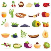 superfood iconen set, cartoon stijl vector