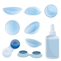 contactlens iconen set, cartoon stijl vector