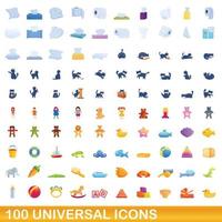 100 universele iconen set, cartoon stijl vector