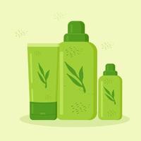 flessen en tubes met cosmetica plantenpatroon vector