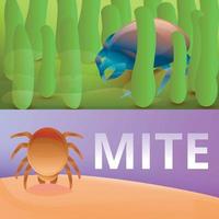 insectenmijt banner set, cartoon stijl vector